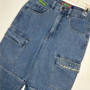 Empyre Tori Shindig Women 4 Blue Zip Off Cargo Jean Baggy Loose Fit Denim Skate